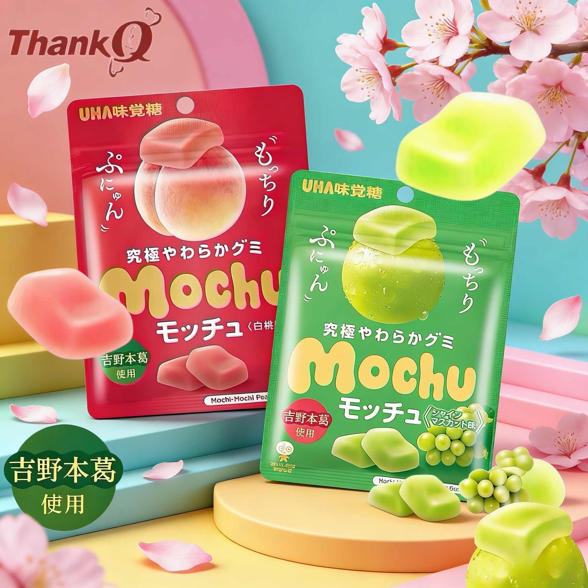 日本进口悠哈味觉糖mochu果汁软糖水蜜桃子葡萄味软糯糖果小零食