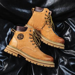 大黄靴2025新款 工装 厚底真皮情侣沙漠马丁靴英伦风休闲登山短靴潮