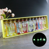 发光夜光沙许愿瓶吊坠愿望瓶带挂绳木塞玻璃瓶装 包邮 海螺贝壳纸条