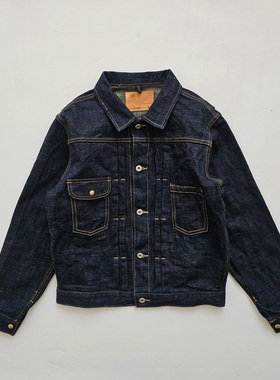 250胡狗自制18OZ INDIGO X KHAKI 复刻111MJ 复古原牛 养牛短夹克