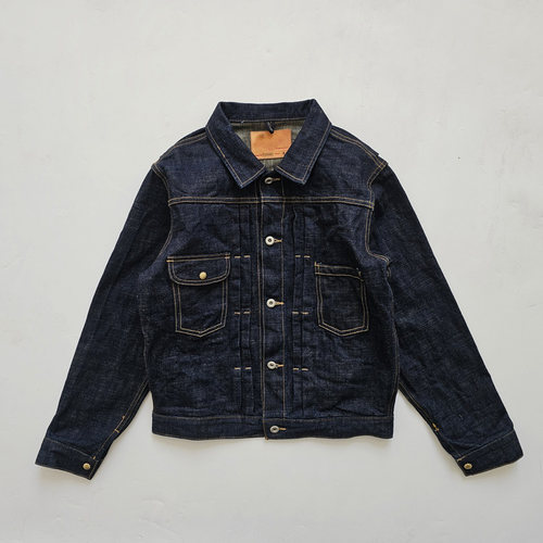 250胡狗自制18OZ INDIGO X KHAKI 复刻111MJ 复古原牛 养牛短夹克