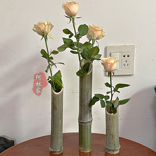 创意手工竹筒插花花筒装饰