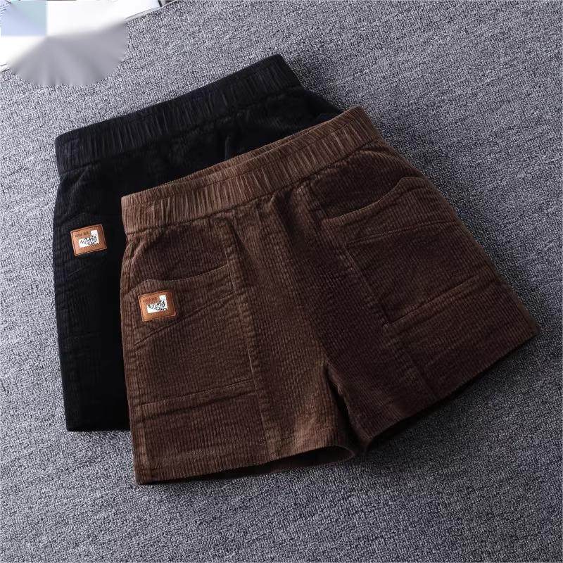 2025年新款灯芯绒短裤女打底秋冬松紧高腰条绒阔腿裤显瘦外穿靴裤