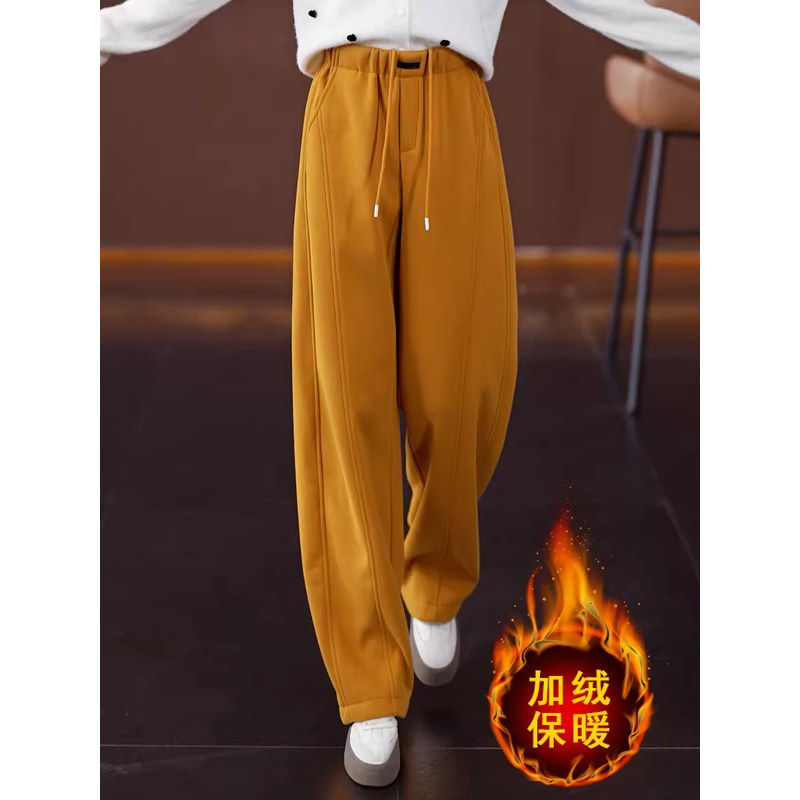 弯刀加绒运动裤女冬季2025新款高腰垂感直筒裤宽松显瘦加厚阔腿裤,女装/女士精品,大码裤装,淘宝优惠券,粉丝福利购,淘宝优惠卷
