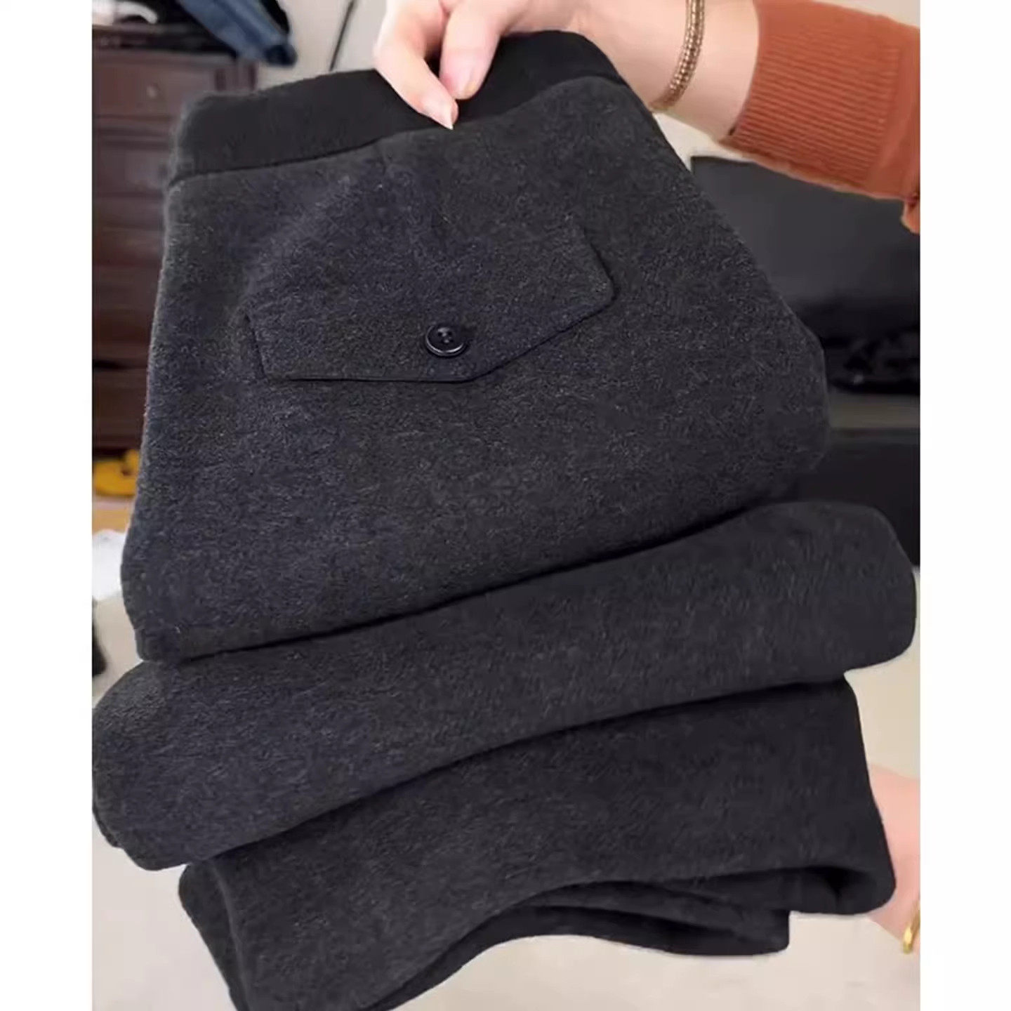 超好看弯刀裤羊绒直筒裤女秋冬2025新款高腰加绒糯米裤羊毛呢裤子,女装/女士精品,大码裤装,淘宝优惠券,粉丝福利购,淘宝优惠卷