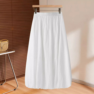 花苞裙子白色半身裙女春季 高腰显瘦伞裙蓬蓬裙a字裙长裙 2026新款