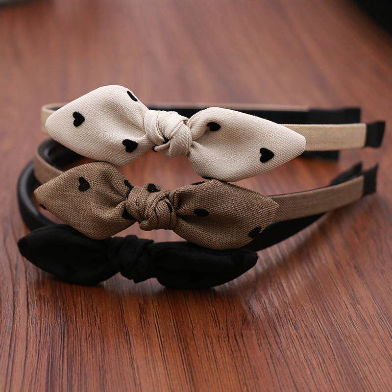 植绒爱心领结发箍女孩头饰儿童大童发卡带齿防滑头圈学生压发头箍
