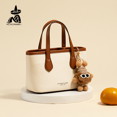 稻草人简约百搭时尚撞色水桶包