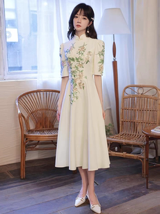 春夏季2025新款刺绣迎宾礼仪小姐旗袍酒店开业颁奖礼服学生合唱