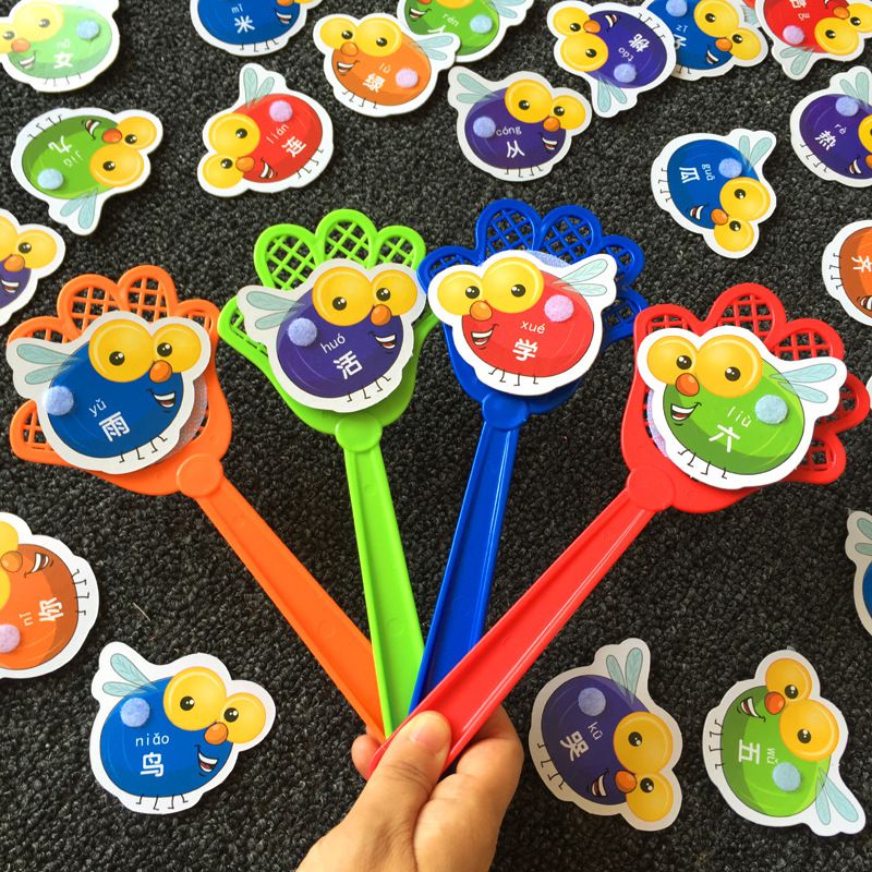 儿童趣味拍苍蝇桌面游戏汉字拼音英文学习卡片亲子互动益智玩具