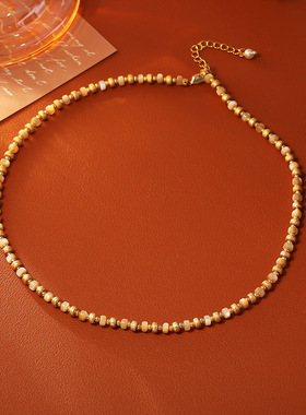 爆款天然贝壳串珠项链高级感时尚轻奢百搭锁骨链小众网红撞色手链