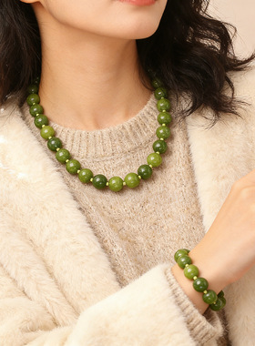 绿色天然石项链简约时尚高级感轻奢气质毛衣链小众设计小清新手链