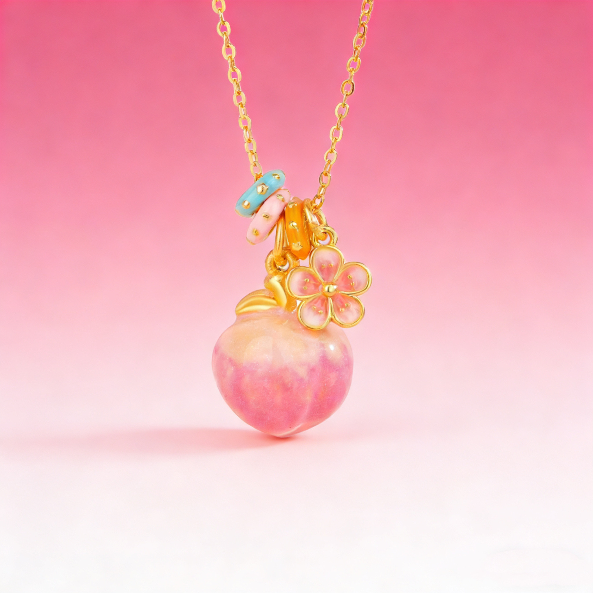 S925纯银粉色桃子桃花项链时尚气质百搭高级感女锁骨链轻奢送礼物,饰品/流行首饰/时尚饰品新,银饰项链,淘宝优惠券,粉丝福利购,淘宝优惠卷