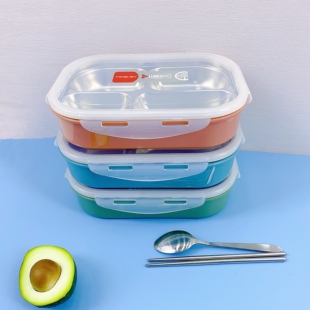 乐扣304不锈钢饭盒保温分格儿童上小学生学生专用食品级餐盘