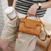 复古小众手提小方包 葱木 很能装 植鞣牛皮女包轻便质感斜挎小包