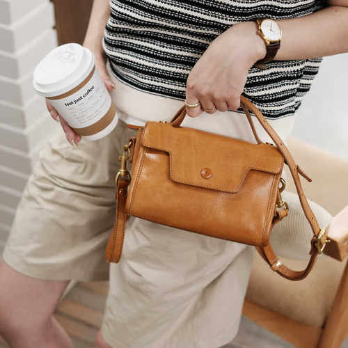 葱木复古小众手提小方包植鞣女包