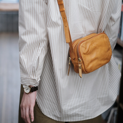 葱木复古真皮柔软小方包单肩