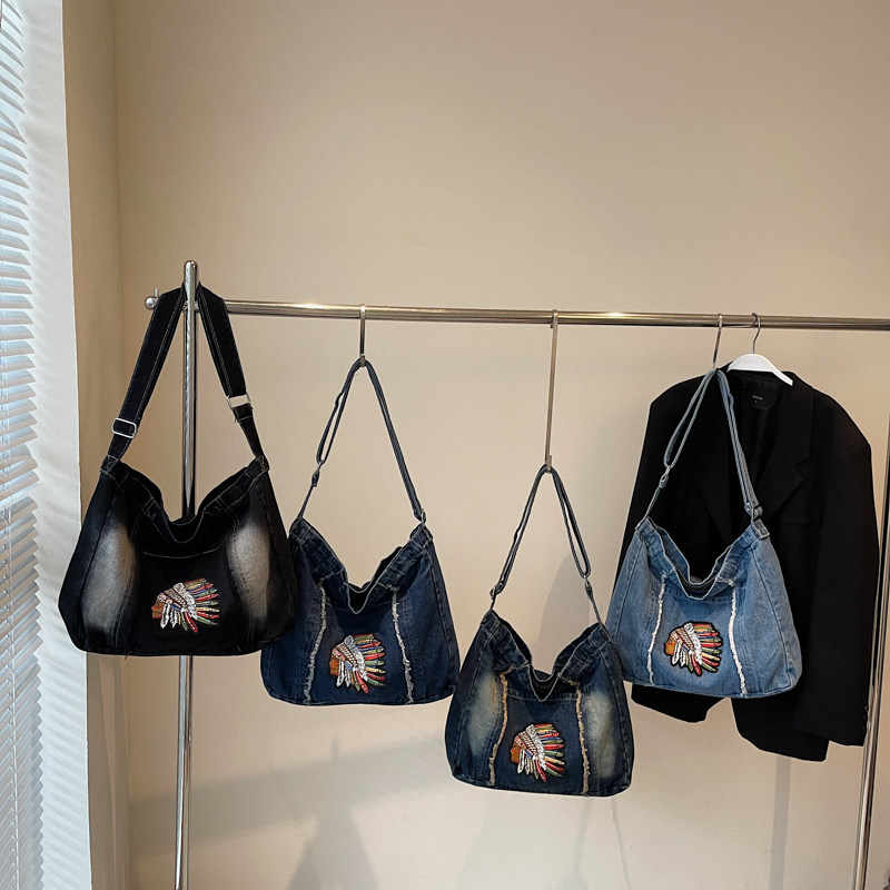 黛慕鸟牛仔托特包女大容量刺绣单肩包休闲通勤百搭大包,箱包皮具/热销女包/男包,托特包,淘宝优惠券,粉丝福利购,淘宝优惠卷