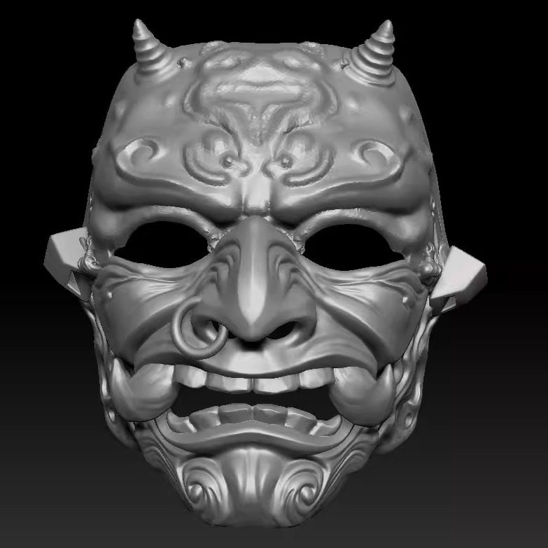 鬼面具 三维图 圆雕图 模型 3D STL 精雕 木雕25053139