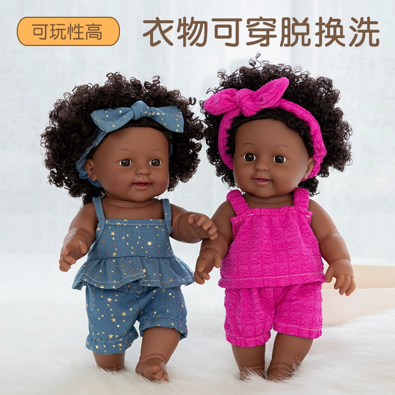 仿真黑人娃娃儿童玩具假宝宝硅胶关节可动人偶模型洋娃娃可洗澡图片