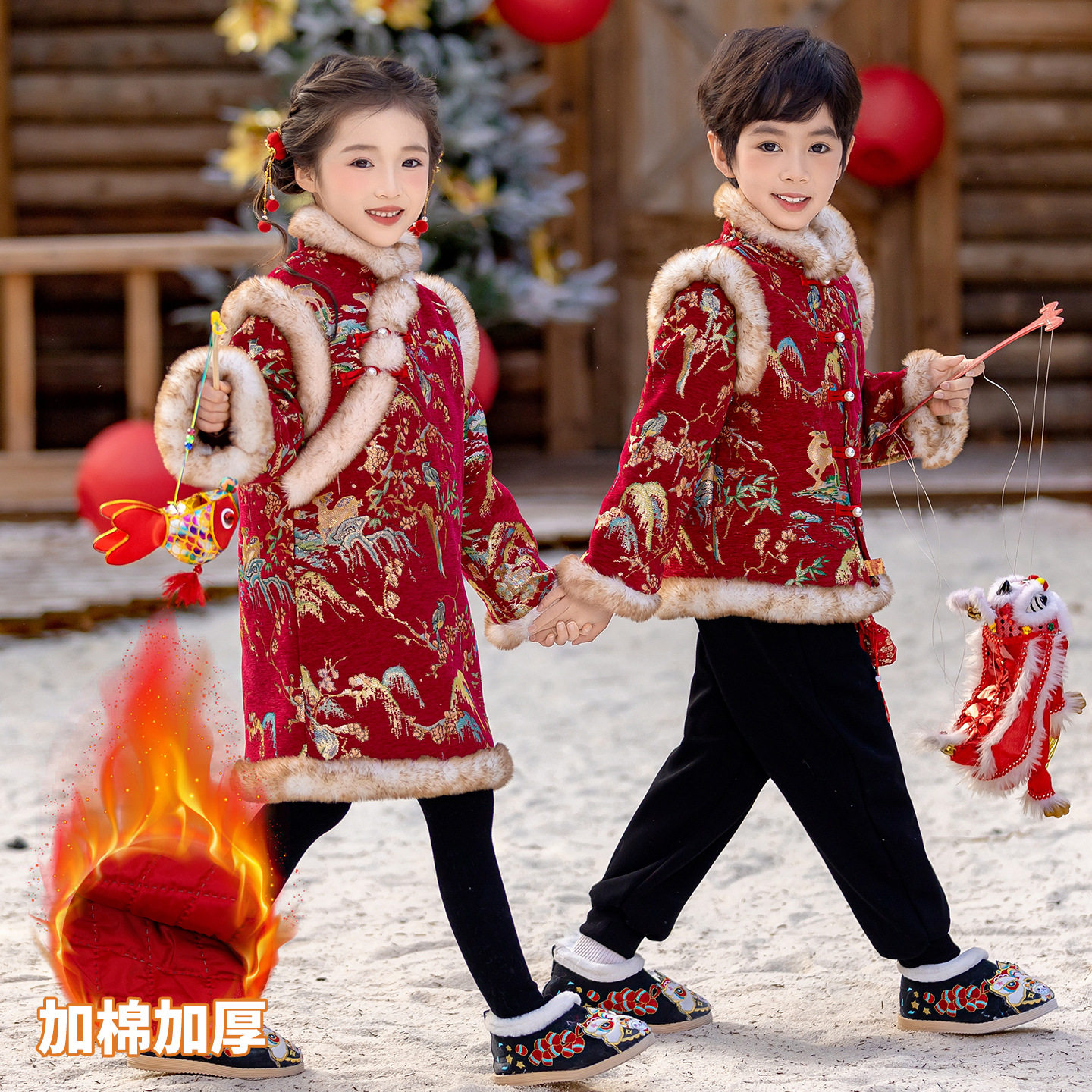 直营幼儿园元旦演出服唐装男女童新中式夹棉拜年服儿童中国风新年,童装/婴儿装/亲子装,汉服,淘宝优惠券,粉丝福利购,淘宝优惠卷