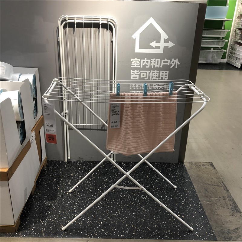 宜家正品加尔落地式晾衣架室内置地晒衣架电油汀取暖器架国内代购
