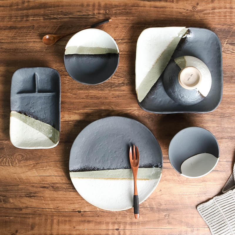 日式盘子粗陶面碗米饭碗网红盘粗瓷方盘寿司盘点心盘西餐厅牛排盘,餐饮具,盘,淘宝优惠券,粉丝福利购,淘宝优惠卷