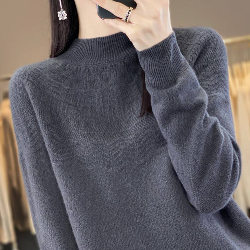 针织毛衣女秋冬季2025新款纯羊毛大码内搭高级感半高领打底衫
