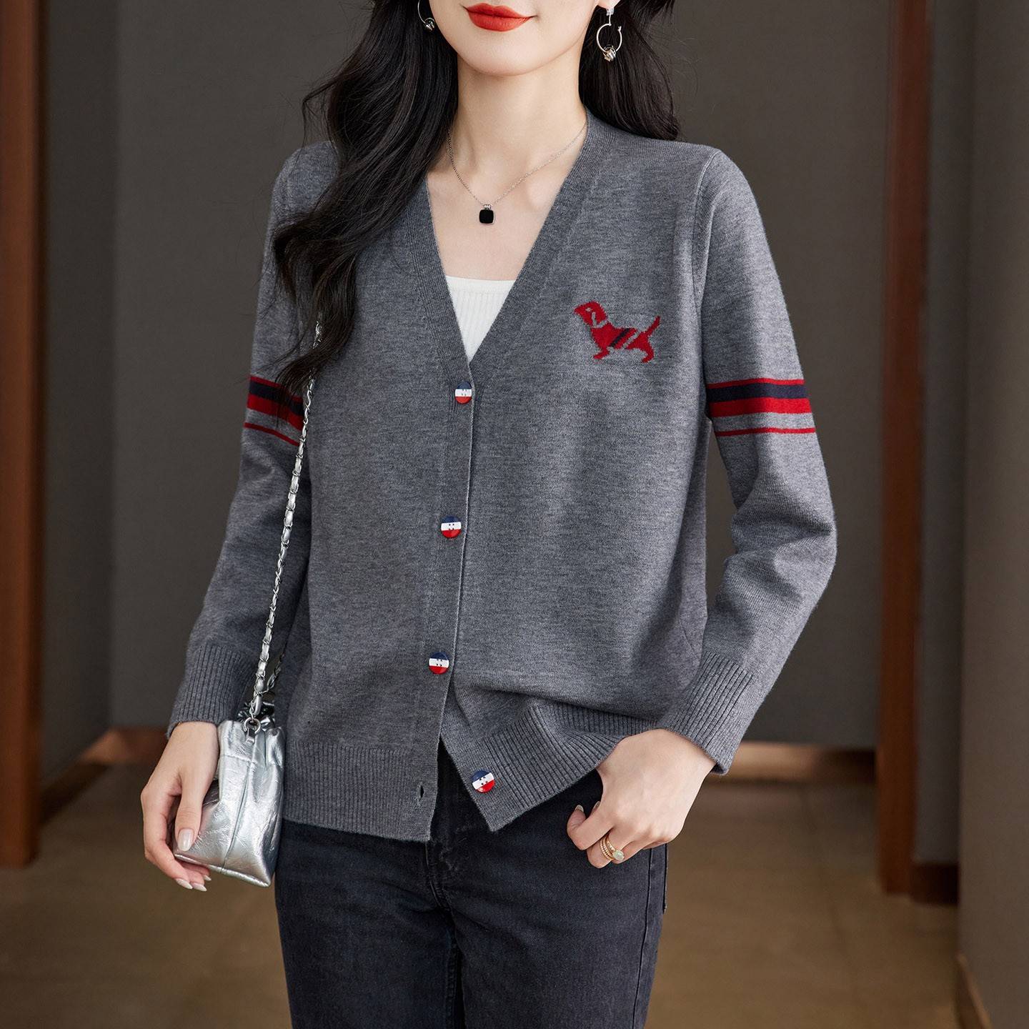 早秋针织开衫女春秋2025年新款薄款毛衣外套宽松短款外搭长袖上衣
