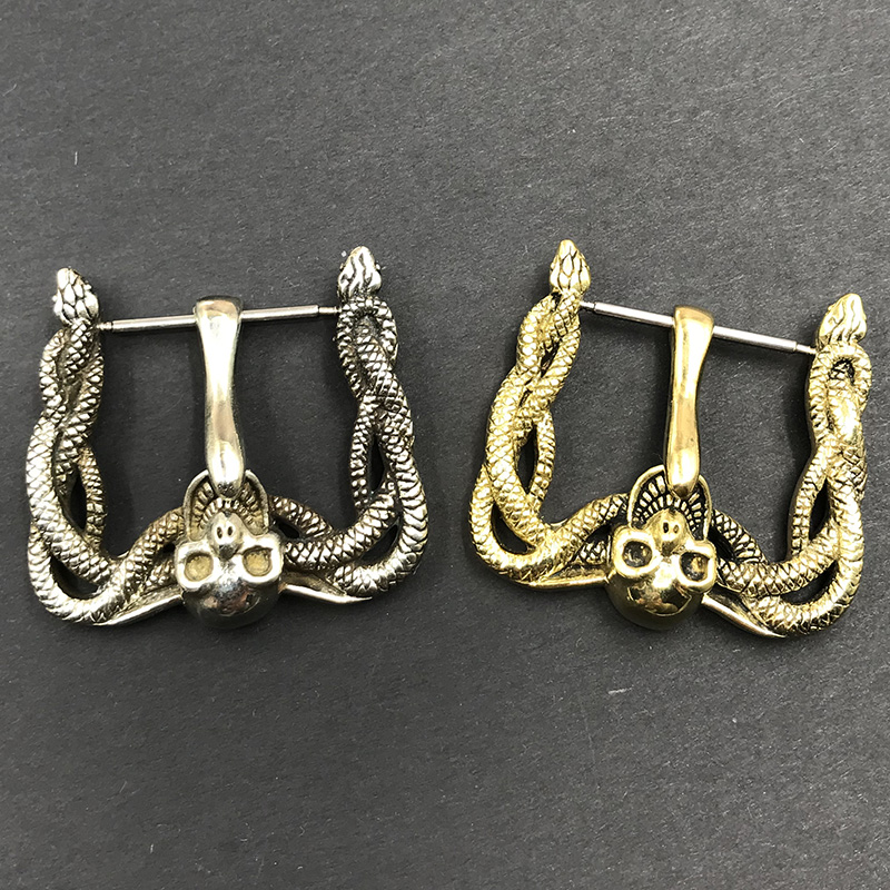 蛇形手表扣头黄白铜手工制作针扣