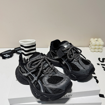 爆款炸街儿童老爹鞋2025新款男童运动鞋痞帅高级感春秋网面女童潮