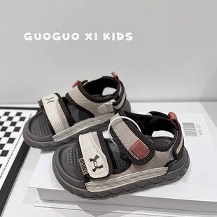 子中大童沙滩鞋 男童凉鞋 儿童软底魔术贴防滑女童鞋 新款 潮 2025夏季