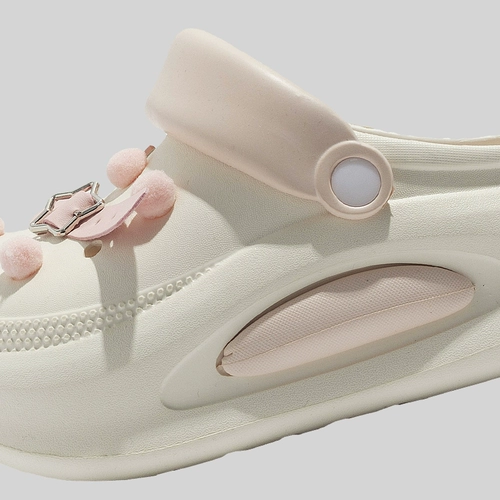 Мультяшные нескользящие тапочки в стиле Crocs на платформе, подходят для носки на улице, 2024 года, можно носить двумя способами, закрытый носок