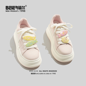 气质女鞋 蓓尔厚底松糕小白鞋 2025爆款 时尚 女超火增高休闲鞋 新款