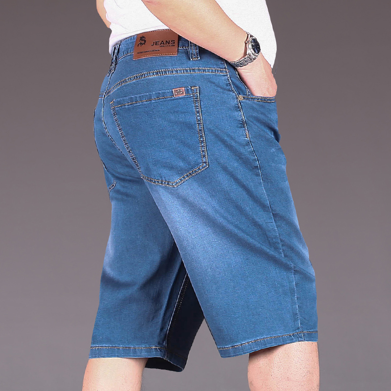 牛仔短裤男夏季薄款宽松爸爸中裤男款大码耐磨中年男士五分裤子夏