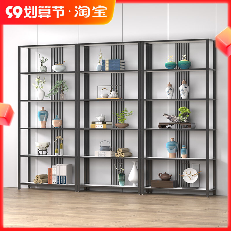 新中式博古架现代简约铁艺博物架展示架古董架展示柜多宝阁置物架