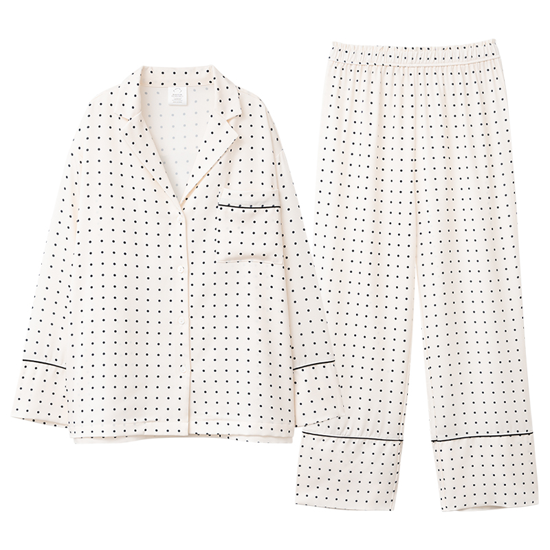 法式仿丝复古波点家居服套装