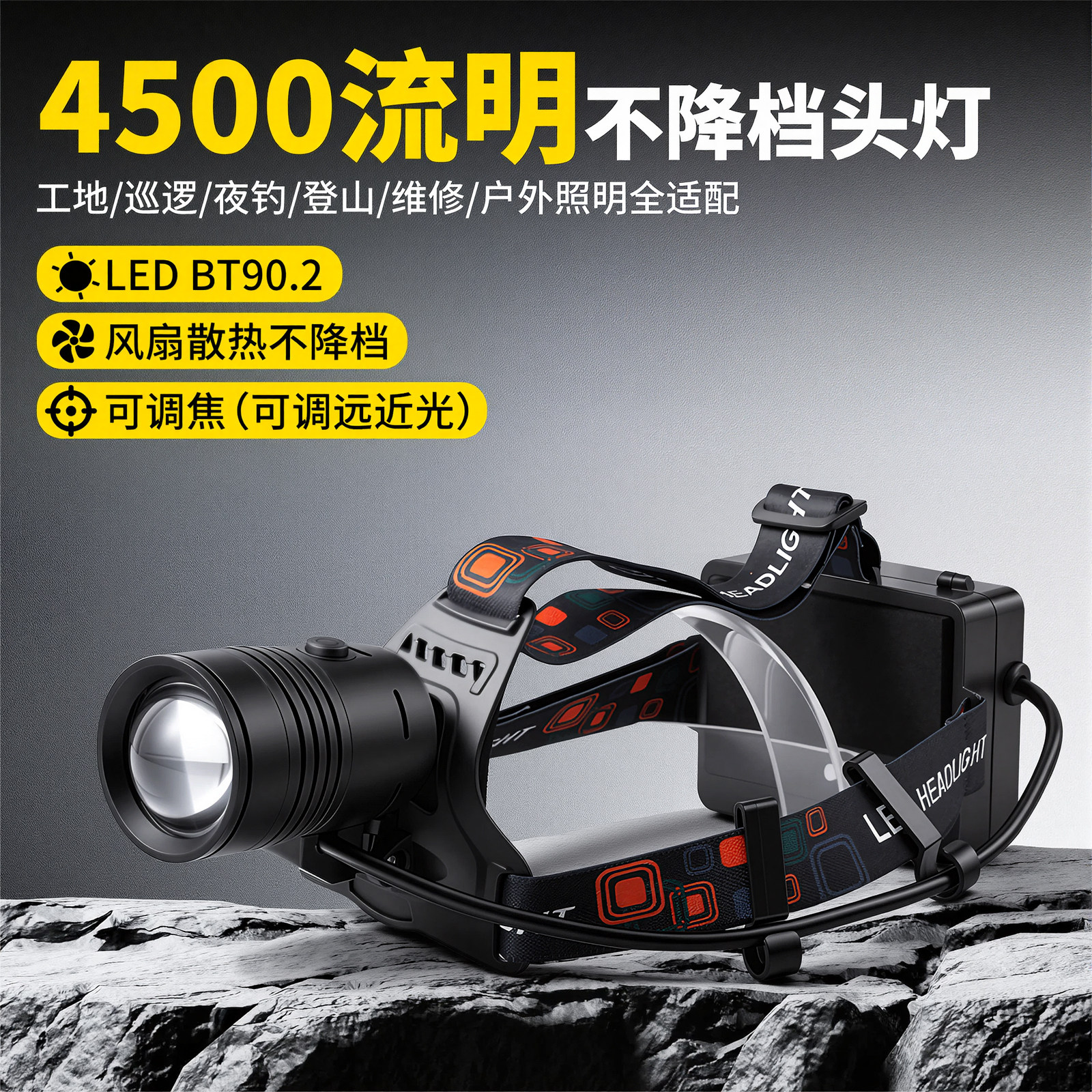硕丽德R20不降档风扇散热头灯