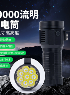 硕丽德BT46950 风扇主动散热4万流明手电筒32000MA远泛一体快充