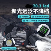 硕丽德R19降光远泛5000流明不降档风扇散热头灯3节21700电池可换