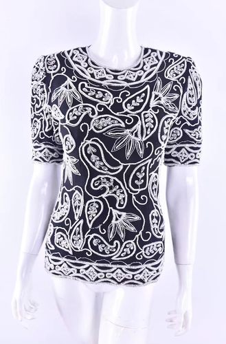 【千姿阁】美国vintage 1920s重工通体精美珠绣短袖上衣