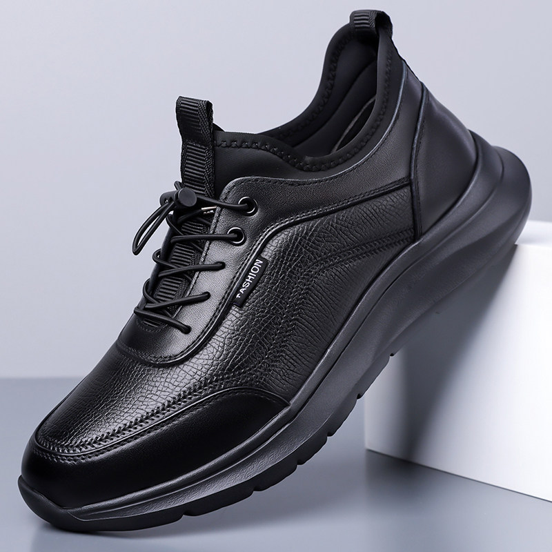 男鞋运动鞋加绒真皮男士耐磨商务健步鞋休闲皮鞋2025秋冬新款