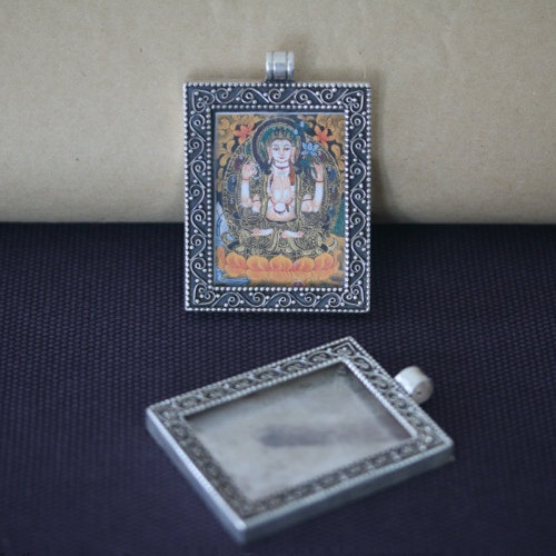 西藏尼泊尔925纯银唐卡盒子外壳配件吊坠手工个性护身符嘎乌盒