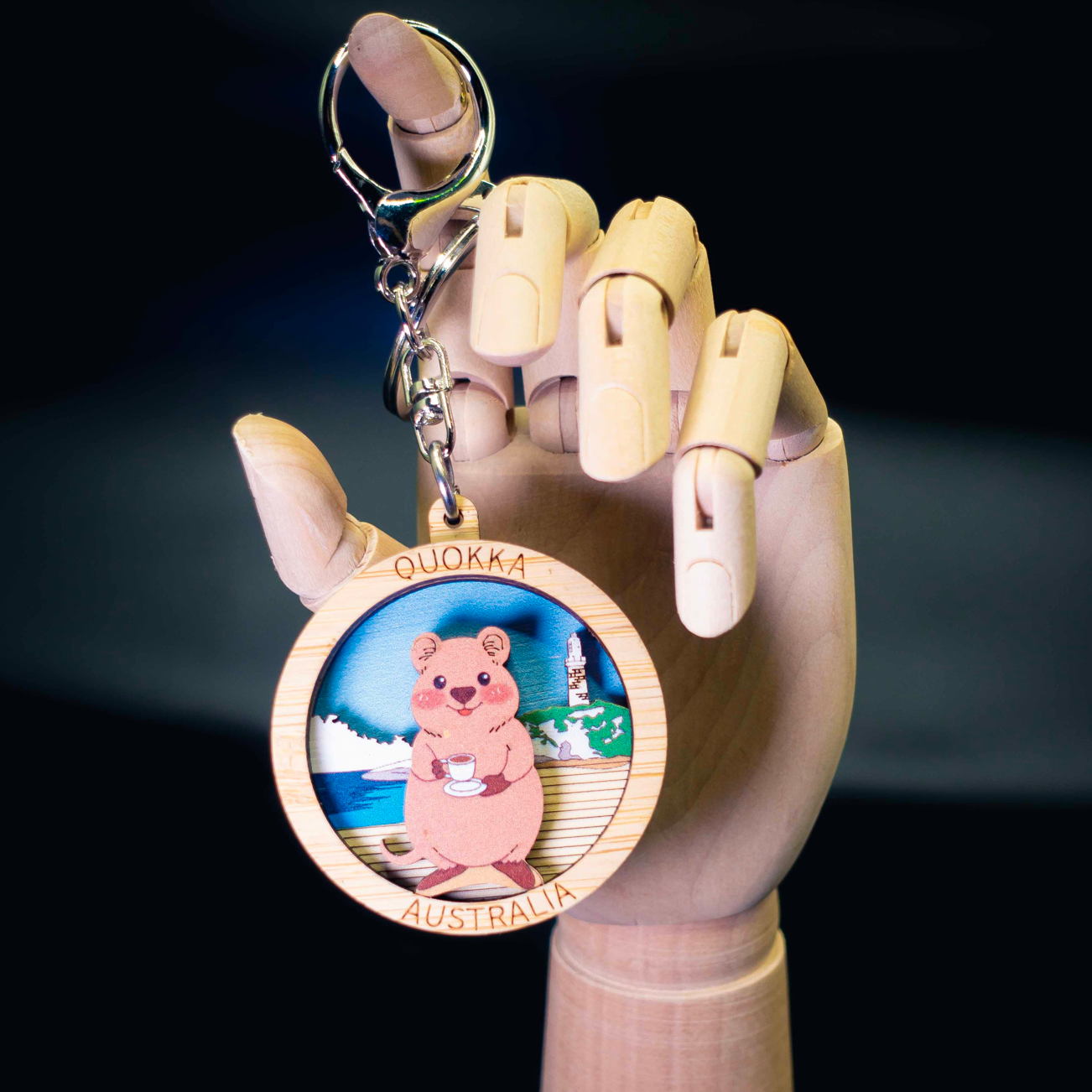 澳大利亚短尾袋鼠3D雕刻钥匙扣