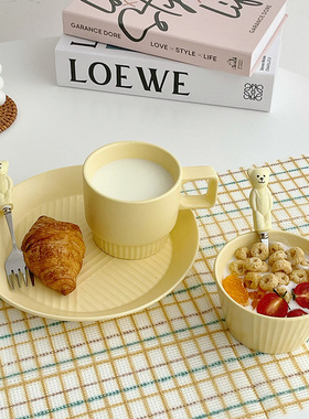 ins摆拍道具哑光奶油黄陶瓷麦片早餐碗汤碗沙拉美食拍照摄影背景