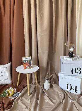 卡其棕色拍照背景布ins风网红直播米色挂墙装饰布置房间摄影道具