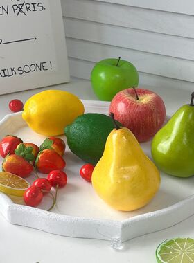 ins拍照装饰摄影道具摆件仿真水果样板房假苹果梨柠檬片樱桃草莓