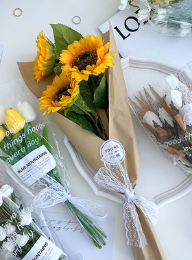 仿真花ins拍照装饰摆件向日葵郁金香玫瑰花手捧花摄影写真馆道具