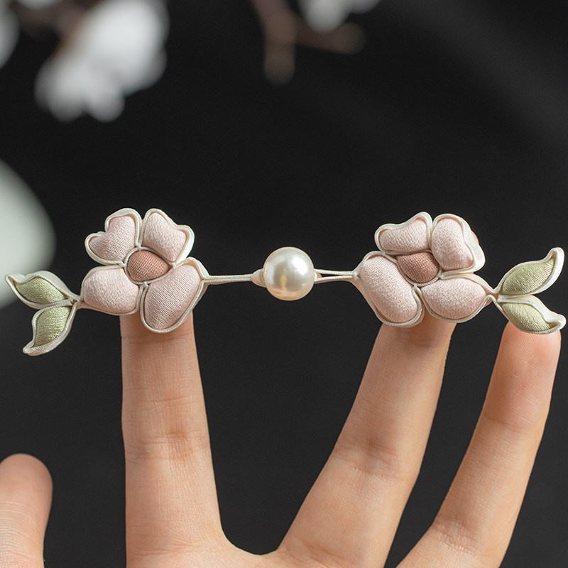 原创手工旗袍盘扣扣子新中式珍珠山茶花硬扣复古汉服唐装编织纽扣,居家布艺,纽扣,淘宝优惠券,粉丝福利购,淘宝优惠卷