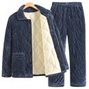 男士冬季加绒加厚棉衣棉裤家居服套装  棉服工作服